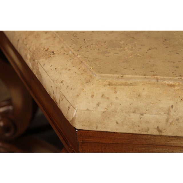 Century Furniture Tuscan Style Large Travertine Top Hexagonal Coffee Table For Sale - Image 12 of 18