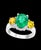 Metal 3 Carat Oval Cut Colombian Emerald and Yellow Sapphire 18 Karat Gold Ring For Sale - Image 7 of 8