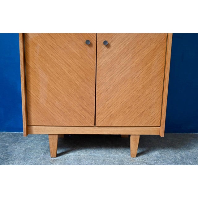 Brown Vintage Chevron Marquetry Secretaire in Oak, 1950s For Sale - Image 8 of 18