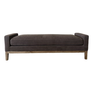 Stone Washed Linen Bench With Solid Oak Frame & Down Wrapped Cushion For Sale