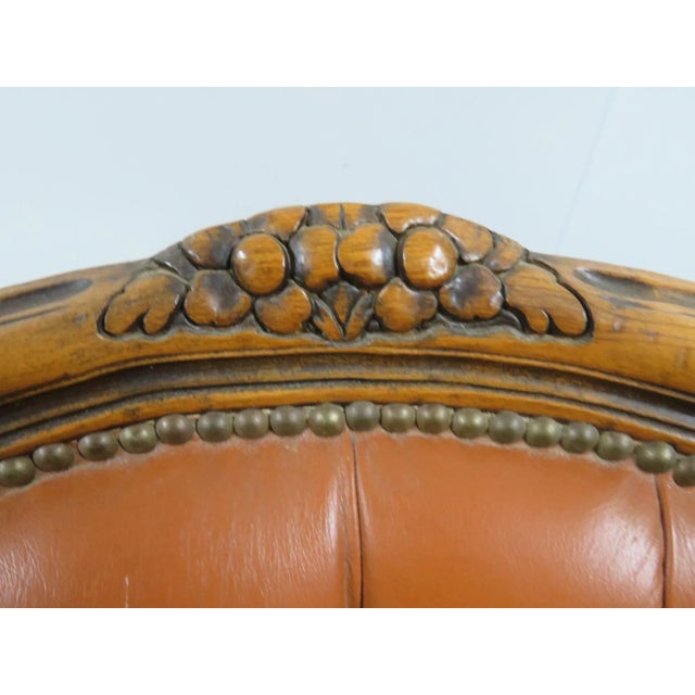 Animal Skin Late 20th Century Chateau d'Ax Louis XV Leather Chair For Sale - Image 7 of 8