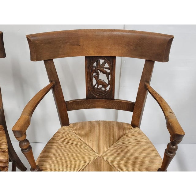 Brown Set of South Western Chairs in Oak & Straw, France, 1900s For Sale - Image 8 of 15