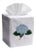 Blue Hydrangea Tissue Box Cover White Linen & Cotton, Embroidered For Sale