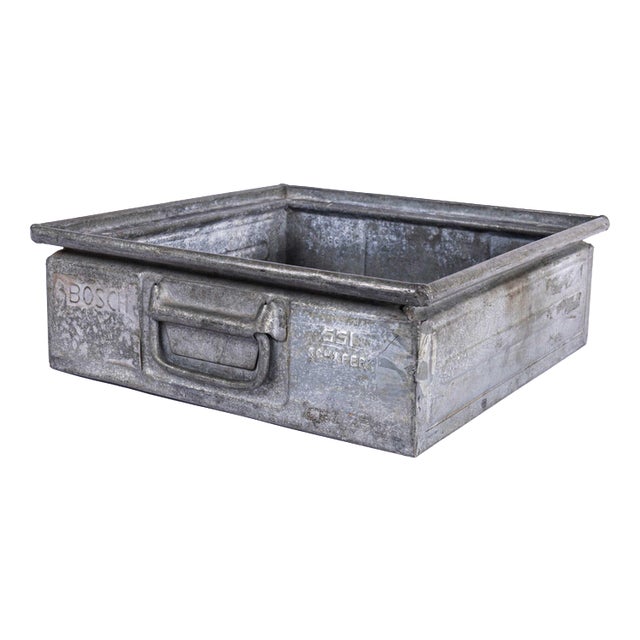Vintage Industrial Galvanised Steel Parts Tray from Bosch, Late 20th Century For Sale