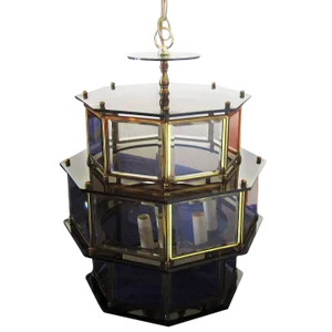 Vintage Smoked Glass Lucite Chandelier