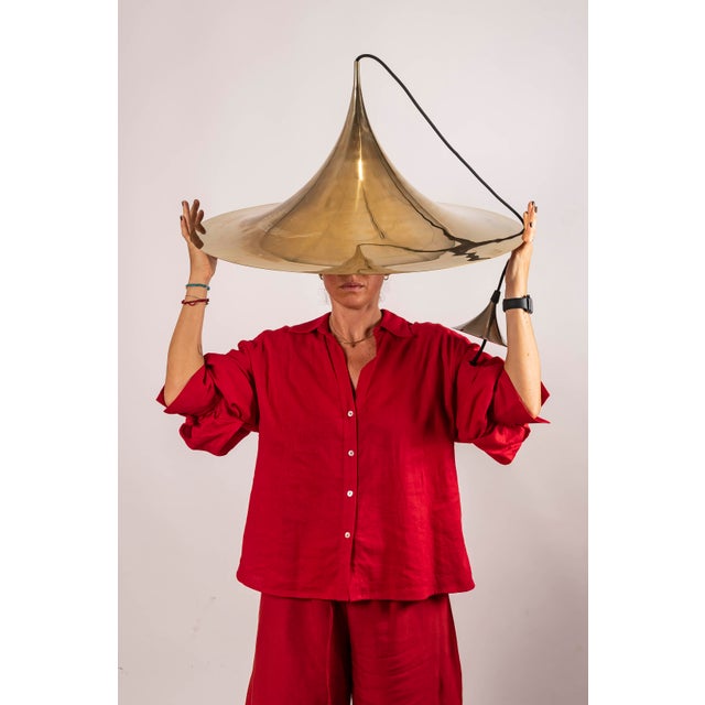 Gold Semi-Large Gold Ceiling Lamp by Claus Bonderup & Torsten Thorup for Fog & Mørup, 1970s For Sale - Image 8 of 11