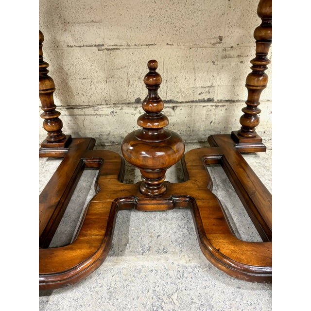 Vintage French Louis XIII Style Drop Leaf Leather Top Table by John Richard For Sale In Kansas City - Image 6 of 12