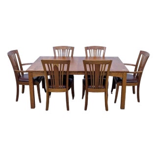 Stickley Furniture Harvey Ellis Mission Style Inlay Dining Table + 6 Chairs - Set of 7 For Sale