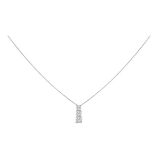 14K White Gold 1/2 Cttw Lab Grown Diamond Three Stone Pendant Necklace For Sale