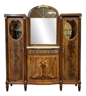 Art Deco Period Sideboard in Mahogany, Oak and Marble Top, 1930s