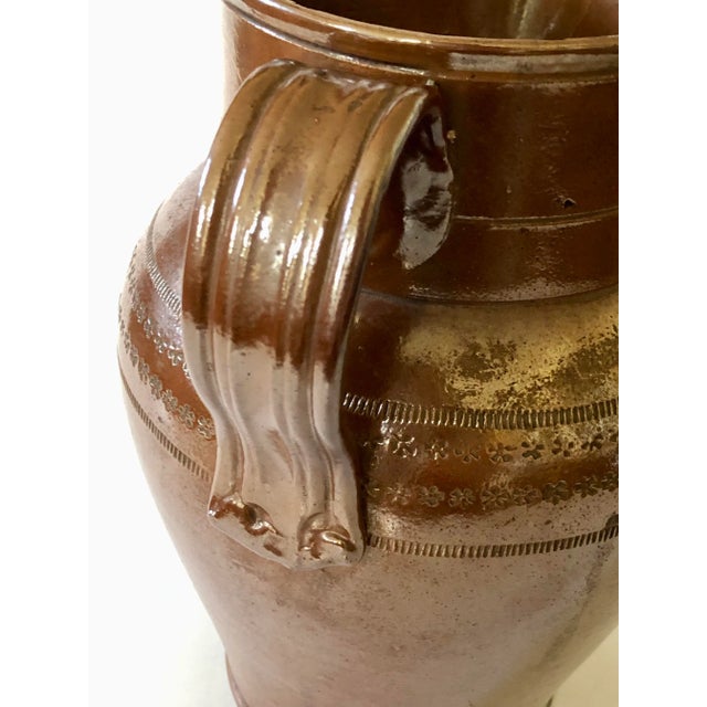 Early 20th Century French Country Large Hand Thrown Ceramic Pitcher For Sale - Image 5 of 11