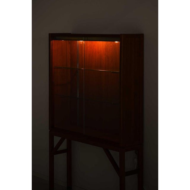 Scandinavian Modern Cabinet in Glass, Teak and Beech attributed to Carl-Axel Acking, 1950s For Sale - Image 9 of 10
