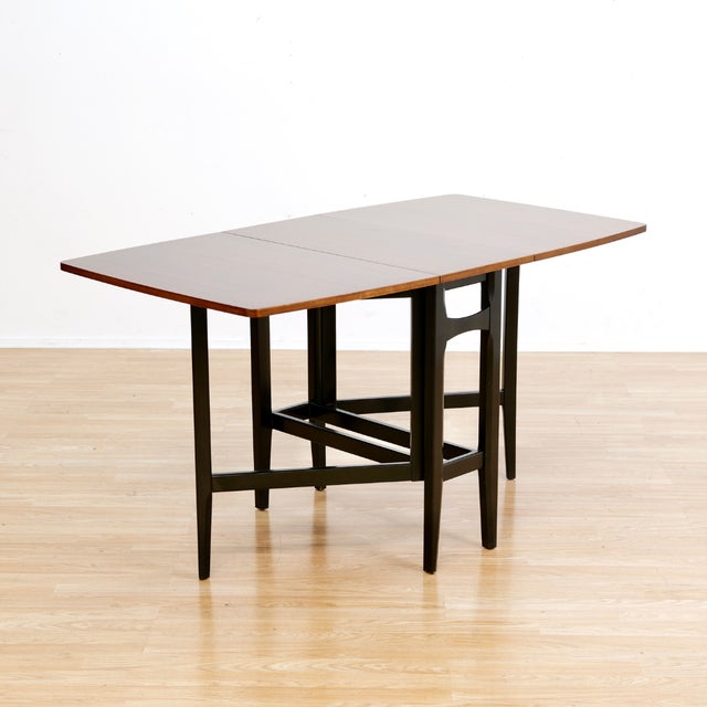Mid-Century Modern 1960s Mid Century Ebonized Drop Leaf Dining Table For Sale - Image 3 of 12
