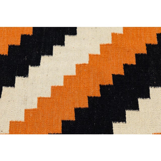 Textile 9x12 Vibrant Modern Navajo Style Geometric Wool Rug in Burnt Orange For Sale - Image 7 of 11