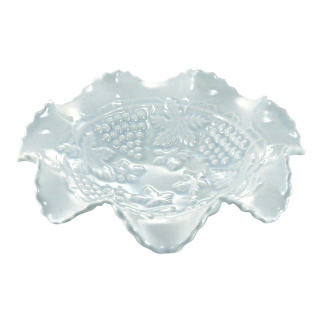 Ice Blue & White Grape Motif Bowl For Sale