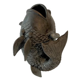 Bronze Sculpture of a Koi Fish Sculpture Vase For Sale
