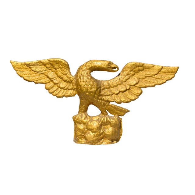 Early 20th Century Embossed Brass Eagle Wall Hanging With Spread Wings For Sale - Image 11 of 11