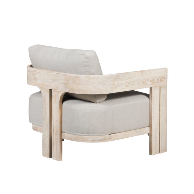 Paradiso Outdoor Solid Teak Wood Chair Natural Look - Grey Fabric For Sale In Chicago - Image 6 of 9