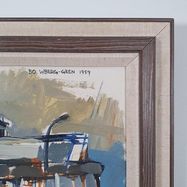 Bo Westberg-Gren, Industrial Harbor, 1959, Oil on Canvas For Sale - Image 10 of 17