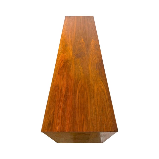 Vintage Mid-Century Modern 9 Drawer Dresser With Diamond Parquet Accent Inlay and Dovetailed Drawers For Sale - Image 11 of 11