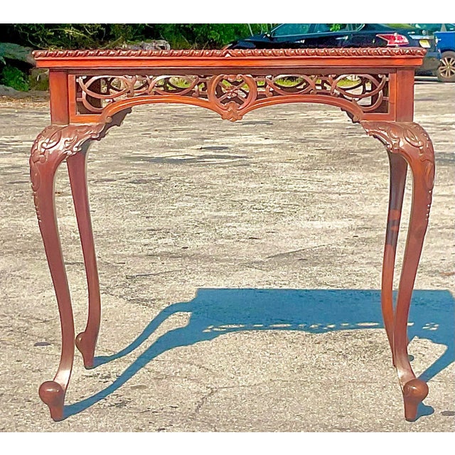 Late 20th Century Vintage Regency Carved Fretwork Tea Table For Sale - Image 5 of 12