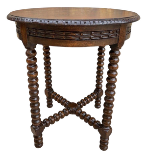 20th Century Jacobean Revival Bobbin Side Table in Oak