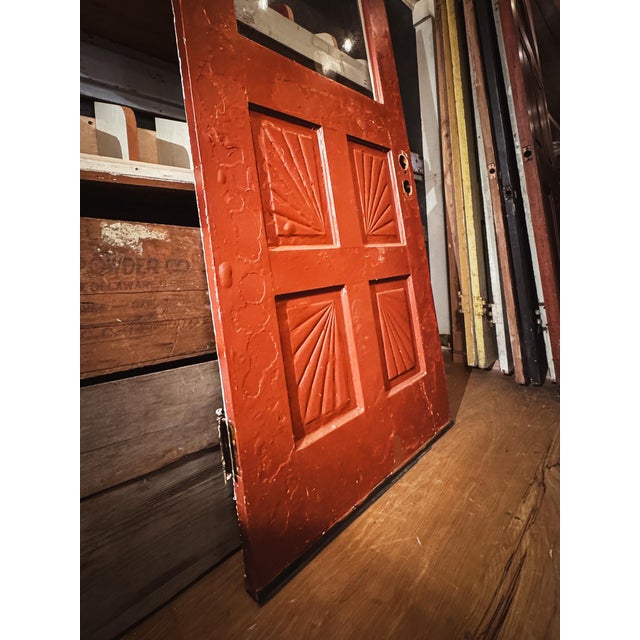 Red Mid-Century Four Panel Door For Sale - Image 8 of 17
