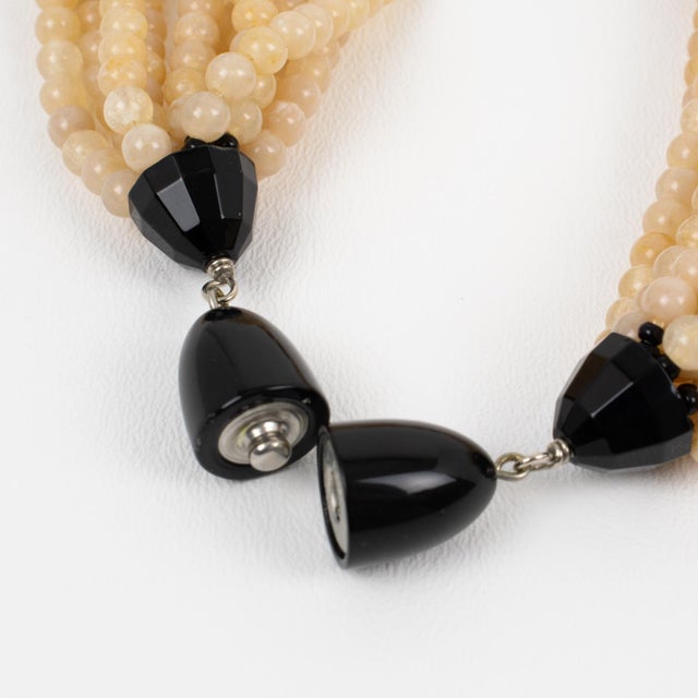 Sand Angela Caputi Choker Necklace Latte and Amber Multi-Strand For Sale - Image 8 of 8