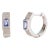14k White Gold Blue Sapphire and Diamond Huggie Hoop Earrings- 2 Pieces For Sale