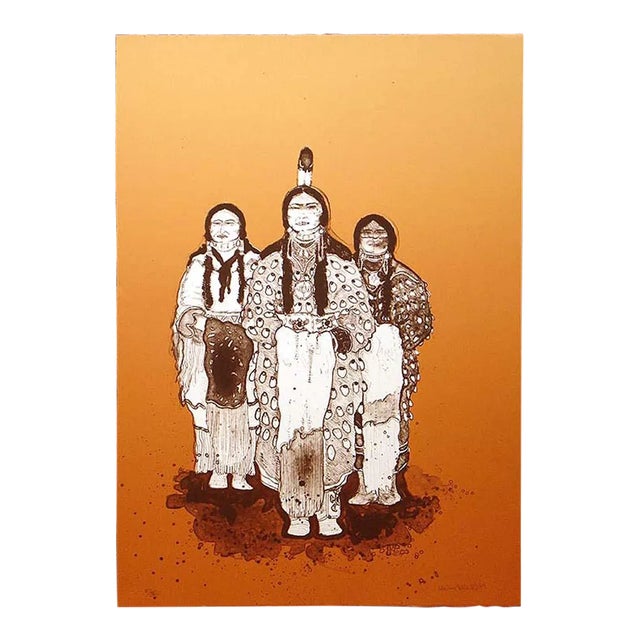 Kevin Red Star "Crow Ladies" Signed Limited Edition Lithograph For Sale