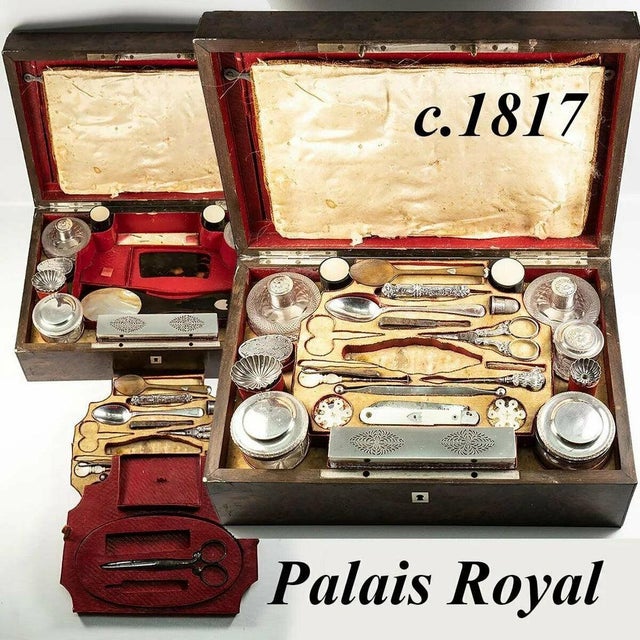 Early 19th Century 1817 Antique French Palais Royal Nécessaire De Voyage, Sterling Vanity Set For Sale - Image 11 of 11