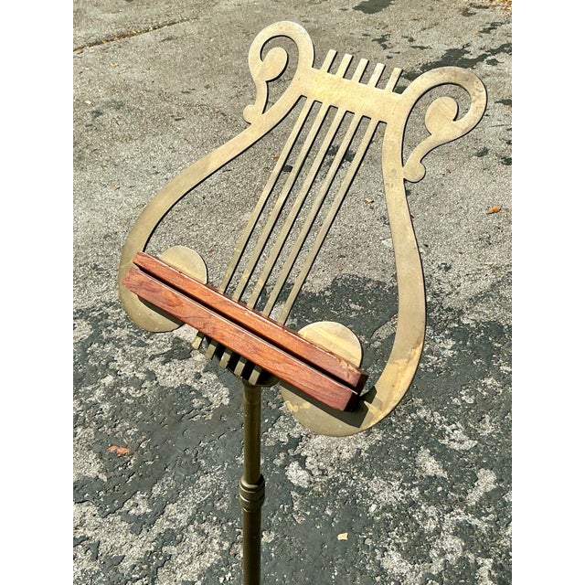 Brass Vintage Regency Brass Lyre Music Stand For Sale - Image 8 of 10