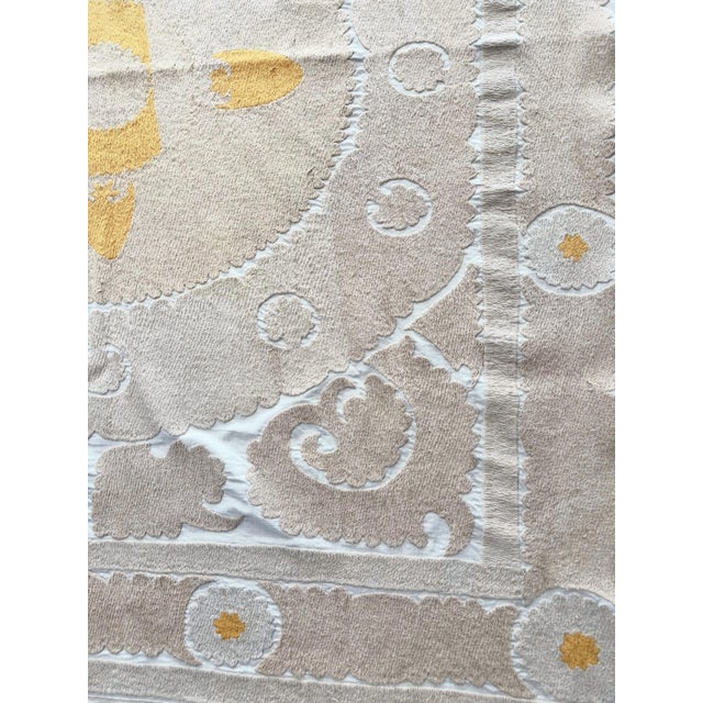 Suzani Wall Tapestry - Neutral Tan Uzbek Tablecloth For Sale - Image 4 of 9
