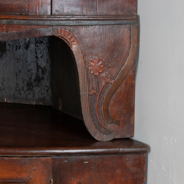 Brown 19th Century Swedish Gustavian Bowfront Painted Corner Cabinet For Sale - Image 8 of 11