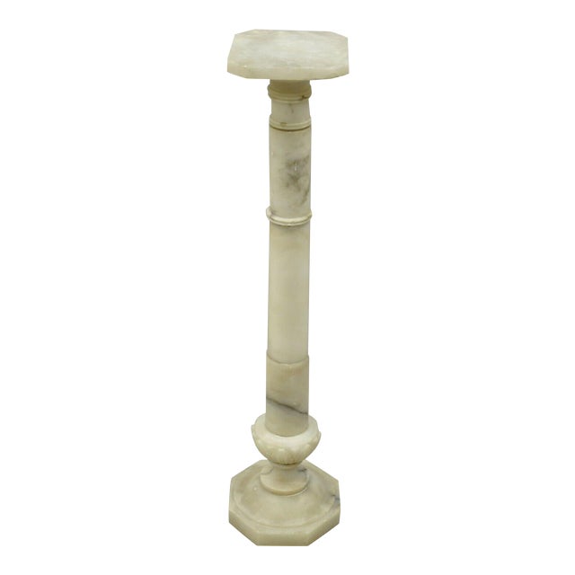 Italian Carved Alabaster Marble Classical Column Statue Pedestal Plant