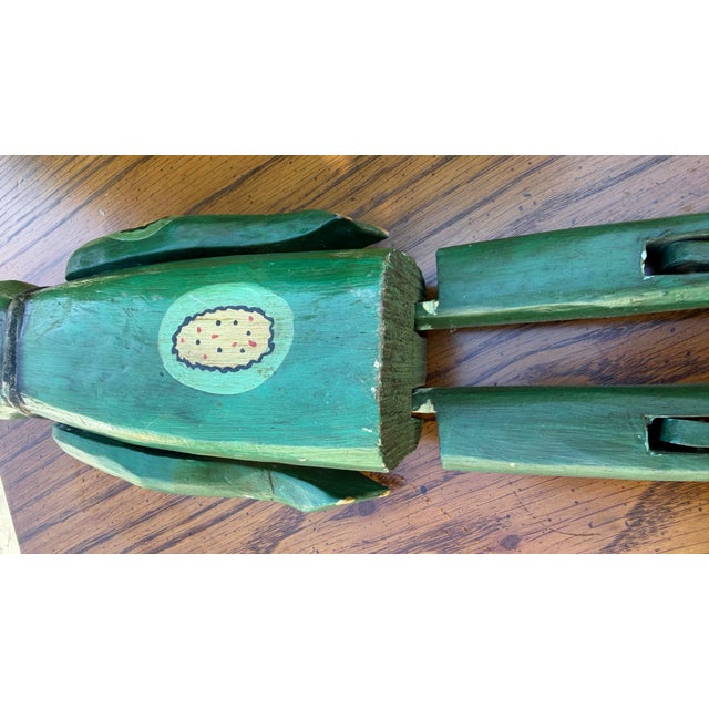 Vintage Hand Carved Articulated Wooden Frog Shelf Sitter Figure For Sale - Image 11 of 12