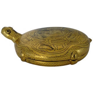 Burmese Gold Lacquered Turtle Box For Sale