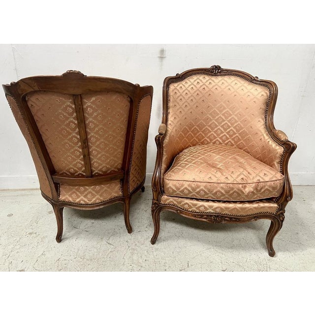 Louis XV Style Bergère Armchairs in Natural Wood, 1900s, Set of 2 For Sale - Image 4 of 14