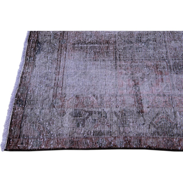 Vintage Distressed Handmade All Over Brown Wool Rug For Sale - Image 4 of 9