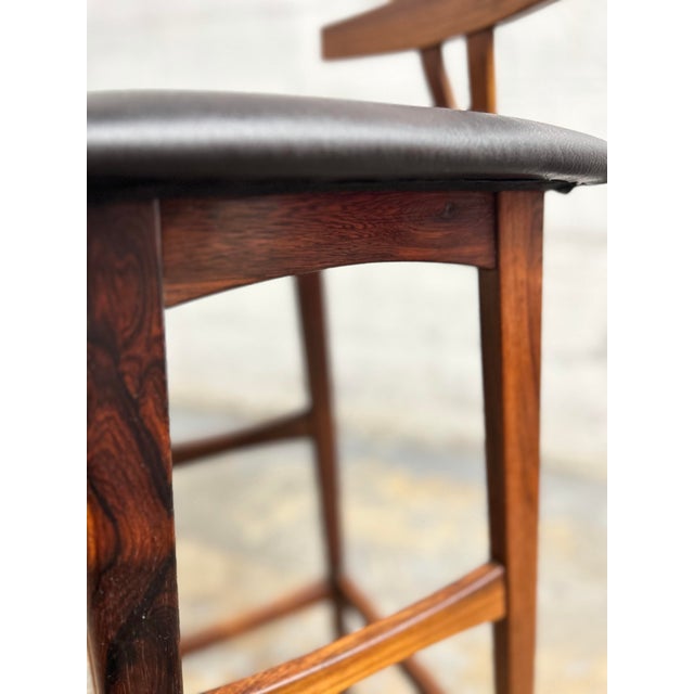 Mid-Century Modern 1960s Danish Mid Century Modern Bar Stools in Rosewood, a Pair - Knud Bent Design for Dyrlund For Sale - Image 3 of 12