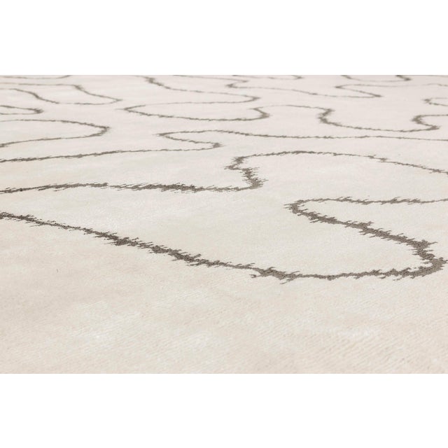 Early 21st Century Contemporary Ribbon Design White Handmade Wool Rug by Doris Leslie Blau For Sale - Image 5 of 7