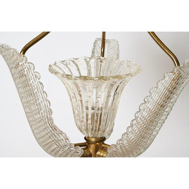 Large Flower Murano Glass and Brass Pendant from Barovier, Italy, 1940s For Sale - Image 12 of 13