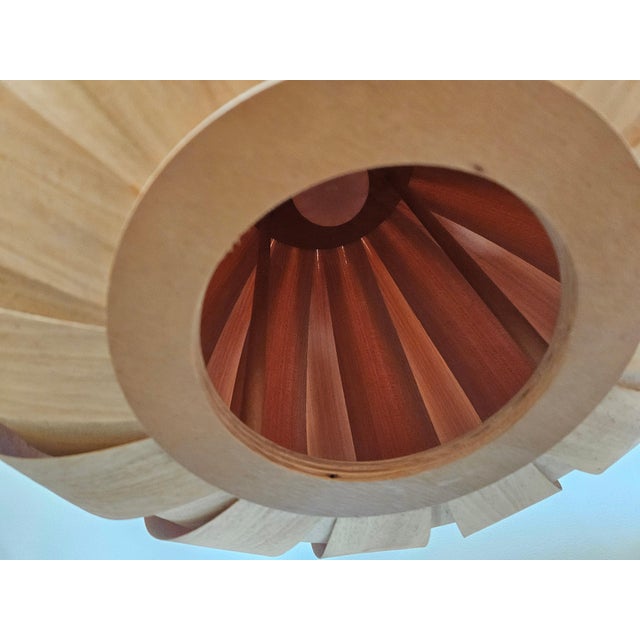 1960s Large Mid-Century Veneer Pendant, Denmark, 1960s For Sale - Image 5 of 14