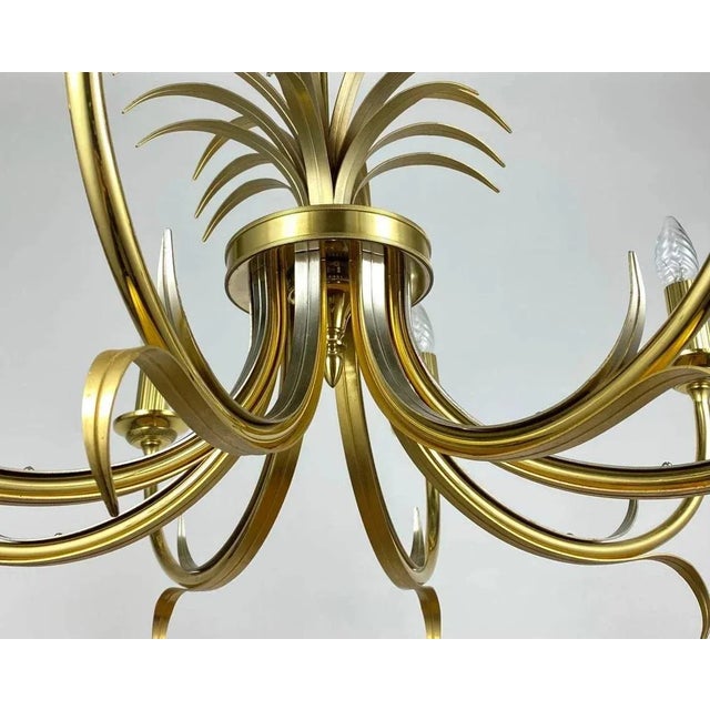 Metal Gilt Brass Chandelier from S.A. Boulanger in the style of Maison Bagues, 1970s For Sale - Image 7 of 11