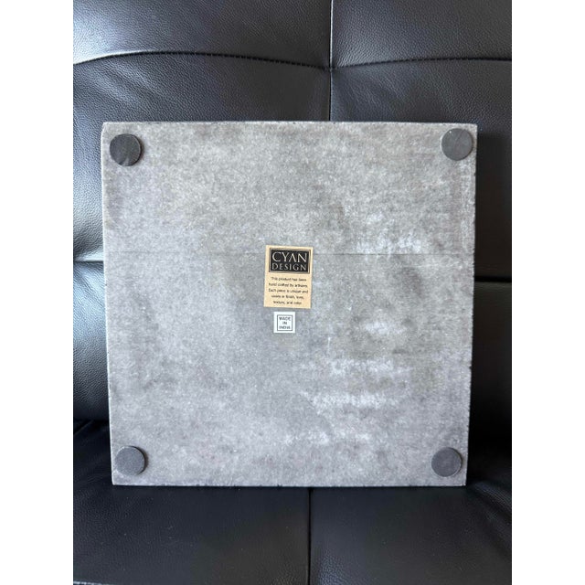 Contemporary Cyan Design Handcrafted Stone Tray, 12" Square For Sale - Image 3 of 3