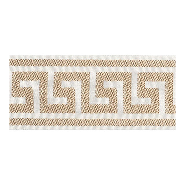 Sample - Schumacher Etienne Silk Greek Key Trim Wide in Sand For Sale