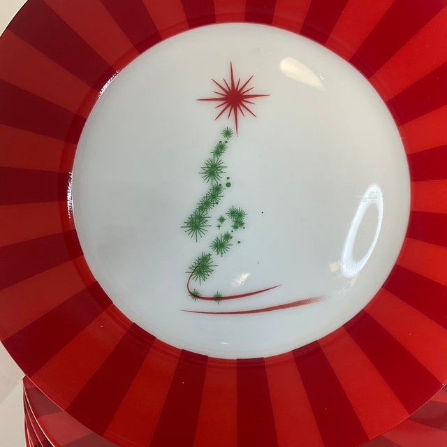 This set of 12 Dessert Plates are as festive as the holiday itself. They feature an abstract Christmas Tree on a white...