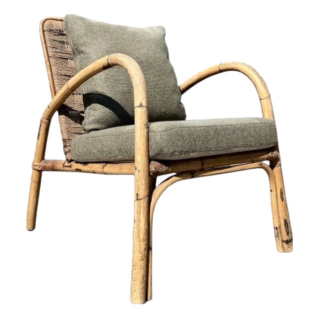 French Bamboo Lounge Chair by Adrien Audoux & Frida Minet For Sale