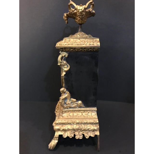 Late 19th Century Late 1800's French Marble & Guilt Bronze Ormolu Mantle Clock For Sale - Image 5 of 10