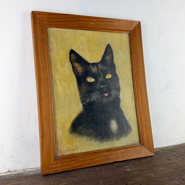 1920s Cat Portrait, 1920s, Oil Painting on Panel, Framed For Sale - Image 5 of 14